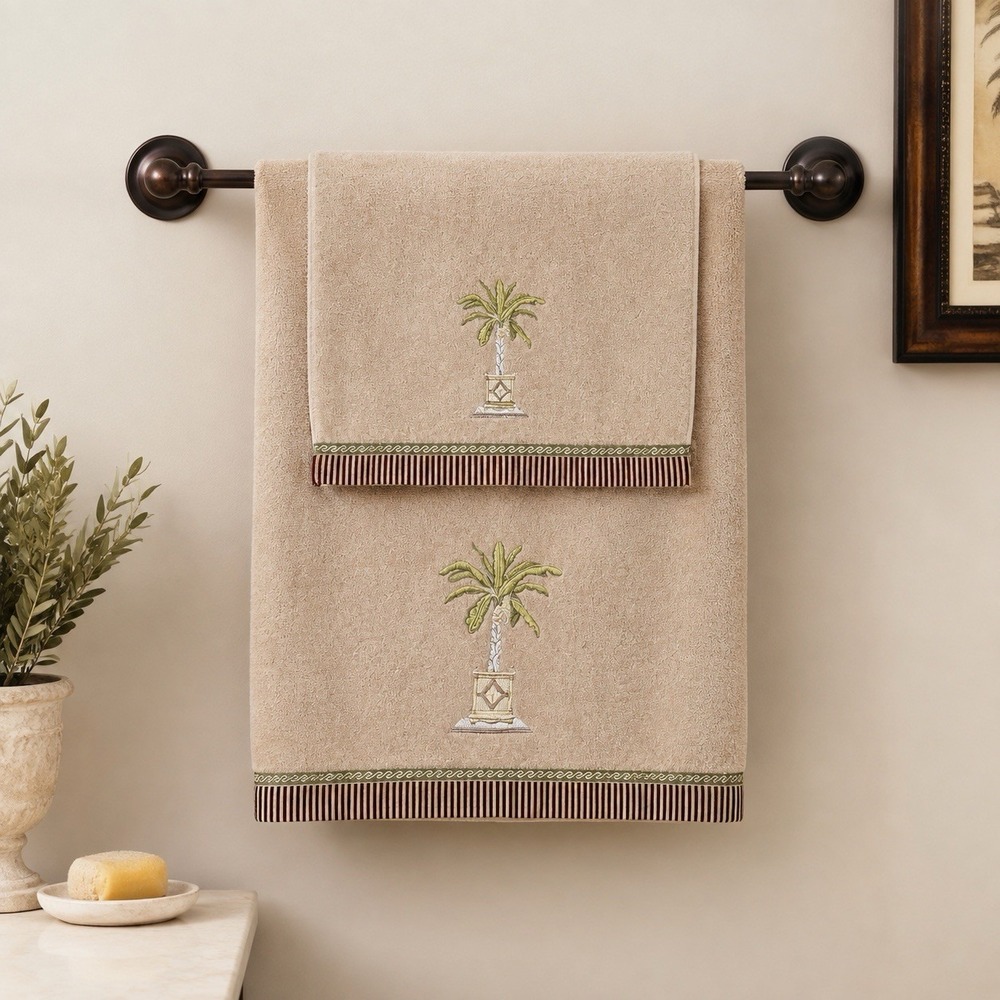 Avanti for Macys Bath Linens BANANA PALM 1 Bath Towel & 1 Hand Towel Made In USA